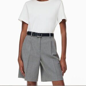 Aritzia Babaton Pleated Bermuda Short Softly Structured Wide Leg Grey Size 8